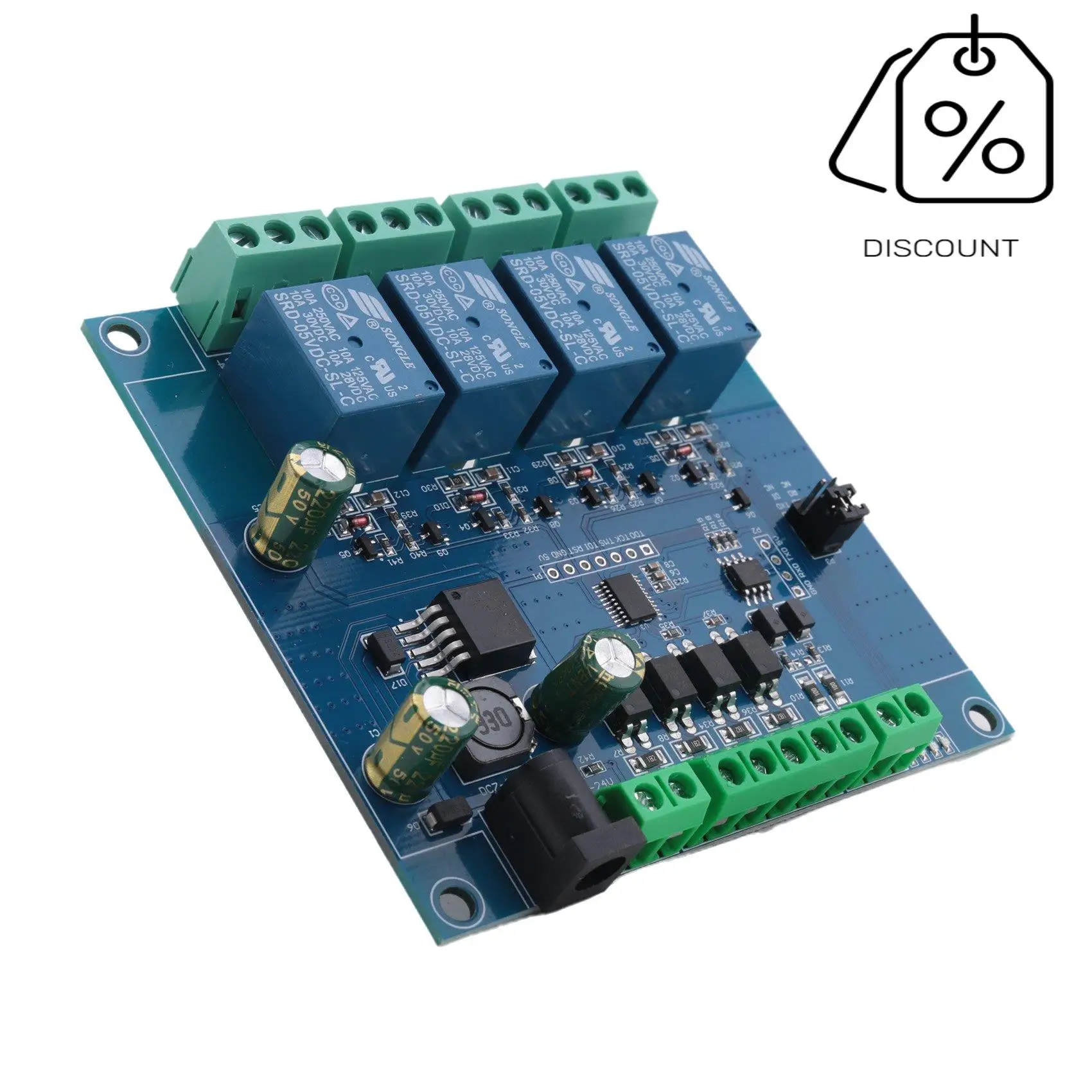 ABMF-Modbus Rtu 4 Ch Modul Relai Input 485 Ttl Komunikasi Uart Input 4 Saluran Modul Relai 7-24V