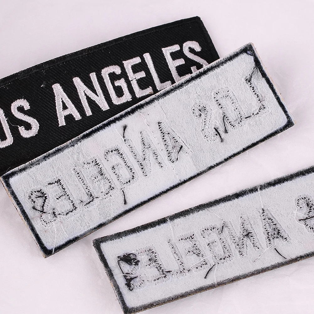 2PCS Embroidery "LOS ANGELES" Logo Stickers Iron on Patches for Clothes DIY Badge Apparel Hole Sewing Embellishments Accessories