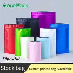 50pcs Customized Pink Ziplock Colorful Aluminum Foil Stand Up Pouch Doypack Blank Packaging Bag Yellow Blue Red Black Zipper Bag
