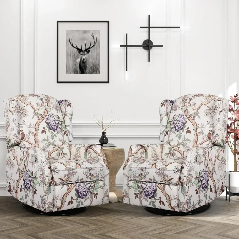 

Rocker Recliner Chair-Swivel Rocker Recliner Set of 2,Swivel Chairs for Adults,Wingback Rocking Recliner Chairs