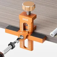 Cabinet Door Panel Fixed Clamp Rebounder Install Drilling Locator Woodworking 2-in-1 Aluminum Quick Positioning Mount Locator