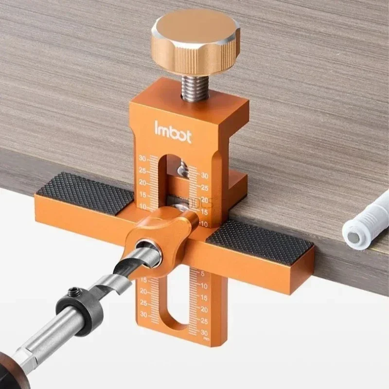 Cabinet Door Panel Fixed Clamp Rebounder Install Drilling Locator Woodworking 2-in-1 Aluminum Quick Positioning Mount Locator