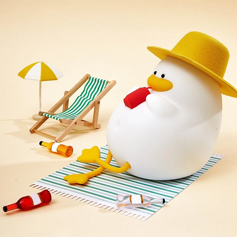 Night Light - Happy Duck Premium Silicone Lamps, Cute And Dimmable Nightlight For Soothing Bedtime Ambience Easy Install