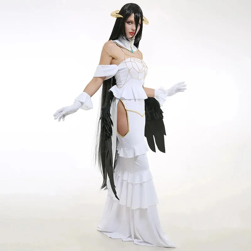 

Альбедо 0F9LD4P2 Косплей Аниме Overlord Косплей Костюм Женское Белое Платье Overlord Albedo Костюм Хэллоуин Рождественский Парик Обувь