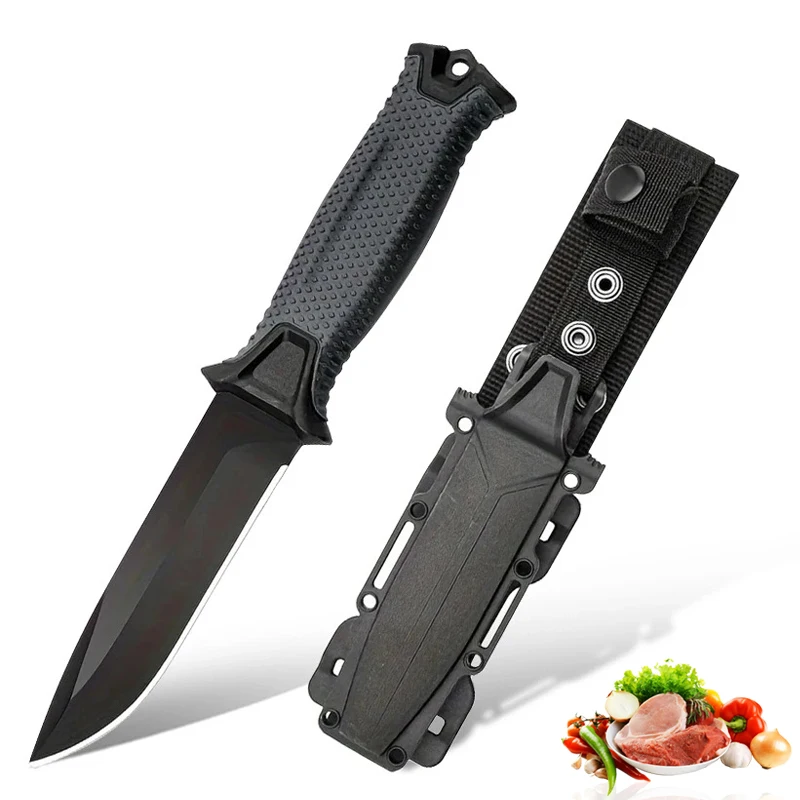 Seiko stainless steel straight knife with sheath,sharp multifunctional fruit knife,fixed blade barbecue knife,kitchen accessorie