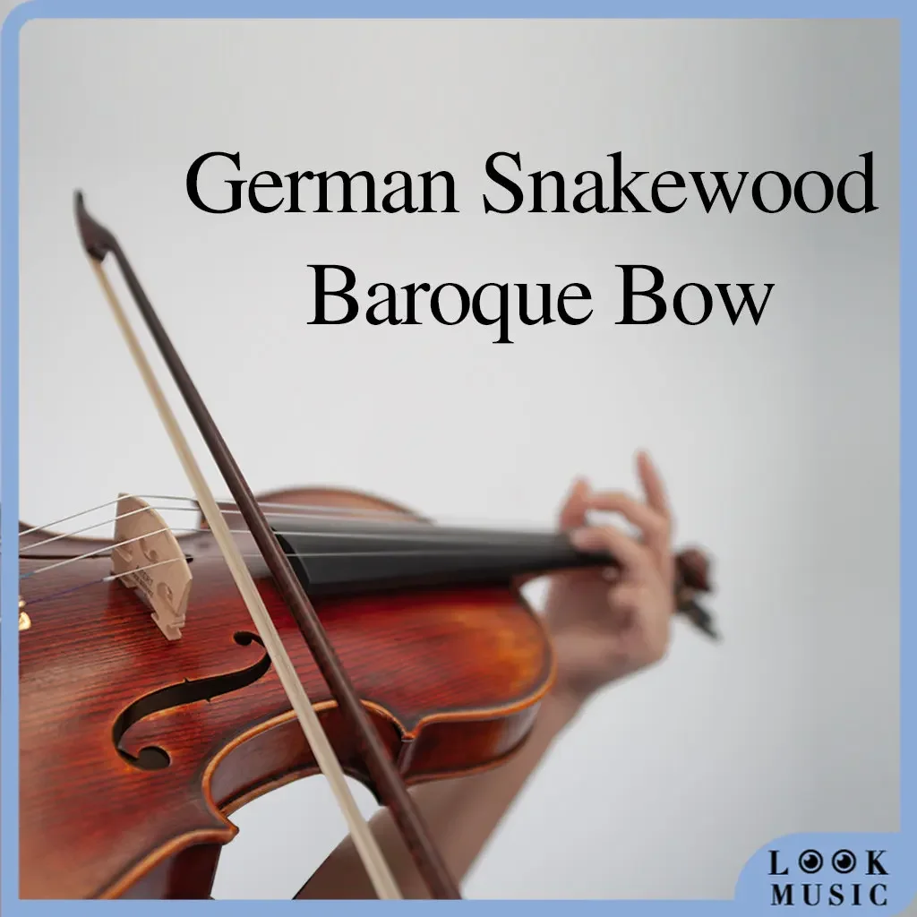 LOOK Advanced German Baroque Bow Snakewood Round Mongolian Black/ White Horsehair Well Balanced 4/4 Violin/ Viola/ Cello Bow