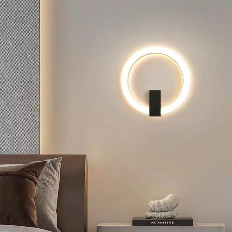 

12W Bedhead wall lamp Minimalist Creative Circular Bedroom wall lamp Modern light luxury Corridor TV Background wall lamp