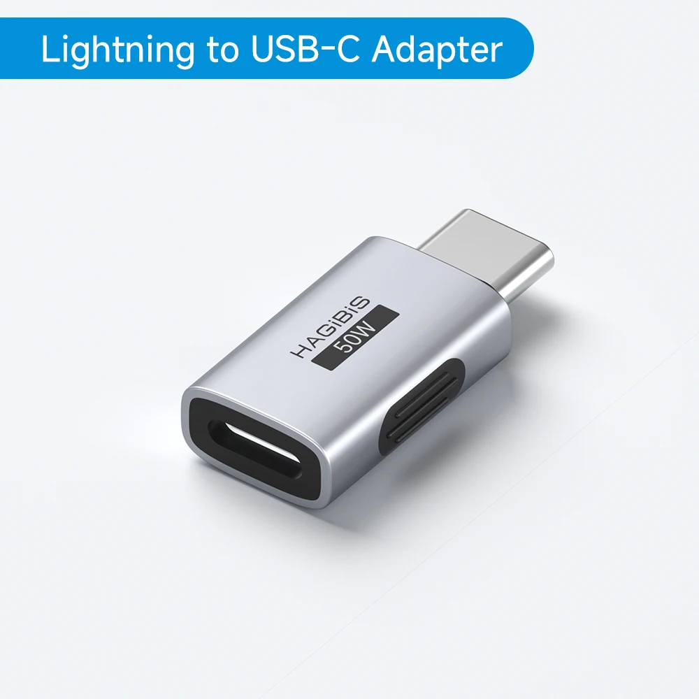 Hagibis USB-C-auf-Lightning-Adapter, Stecker auf Buchse, Ladekonverter, Datenübertragung für iPhone 13/14 Pro Max, AirPods 1, EarPods