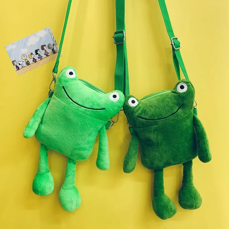 Frog Bag Women Personality Shoulder Messenger Bag Funny Cute Cartoon Green Plush Bag