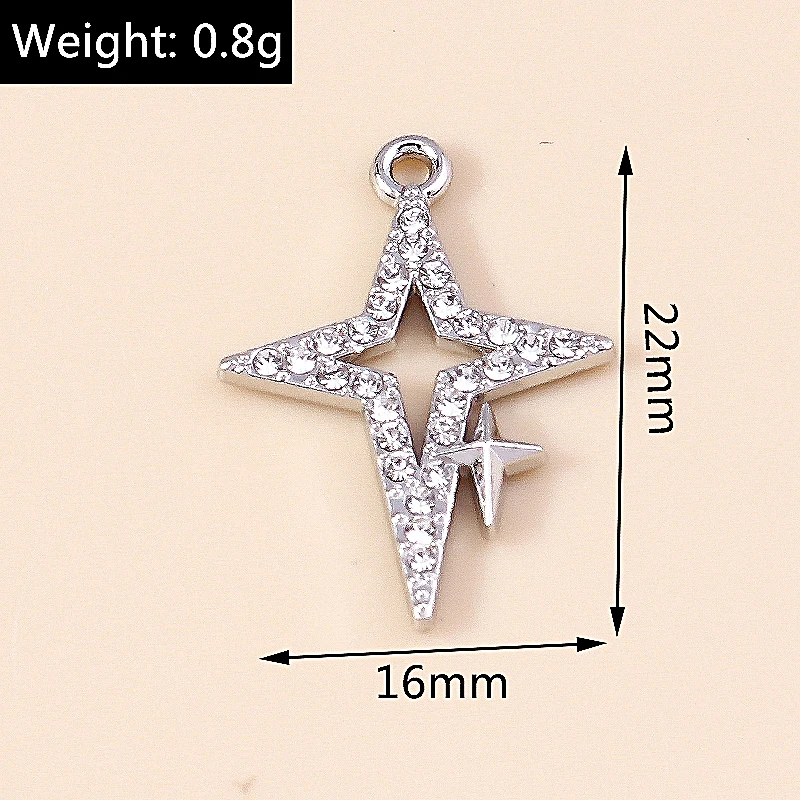 Leslie 5 Stück Exquisite Gold Silber Farbe Kristall Halbmond Sterne Charms für Ohrringe Armband Halskette DIY Schmuck Anhänger – Detail 2