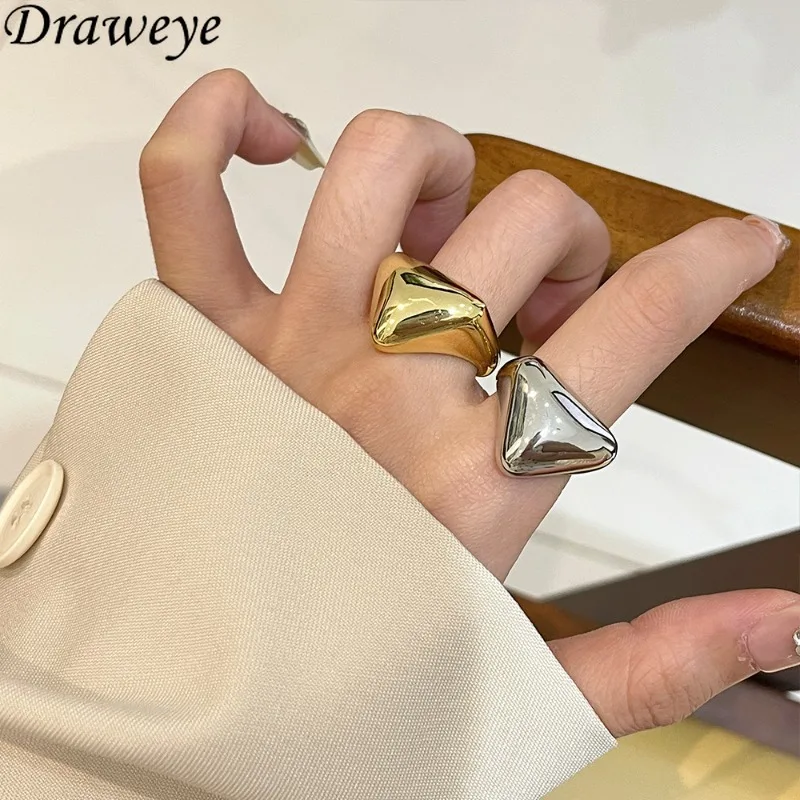 Draweye-Anillos geométricos para Mujer, moda coreana Simple, Ins, nuevo diseño, Vintage, dedo índice, joyería elegante