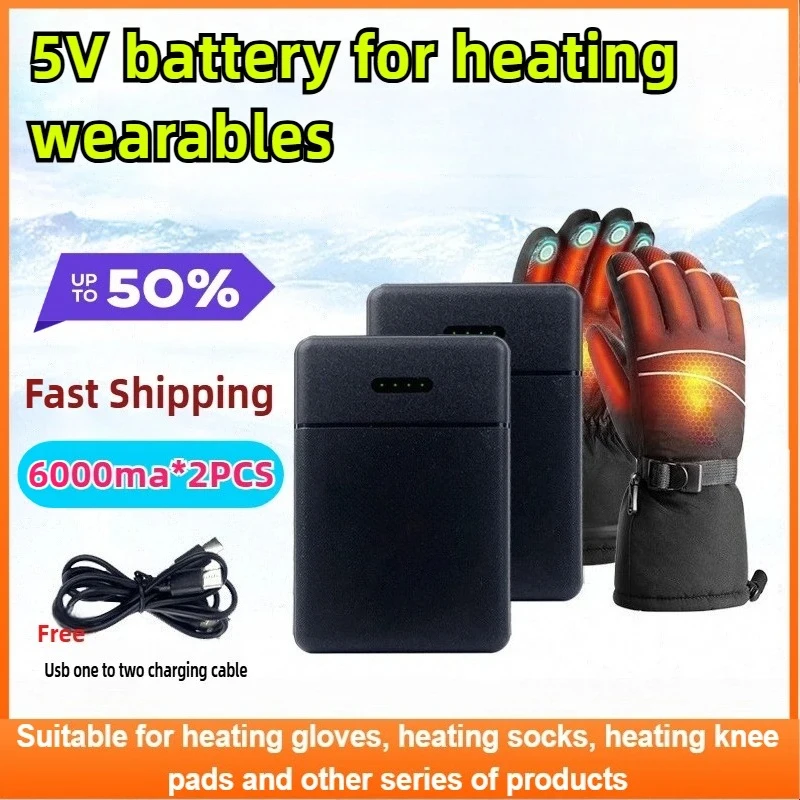 5V 6000mAh Heating Product-Specific Batteries for Heated Gloves Suitable Socks Scarves and Clothing Portable Mobile Power Supply