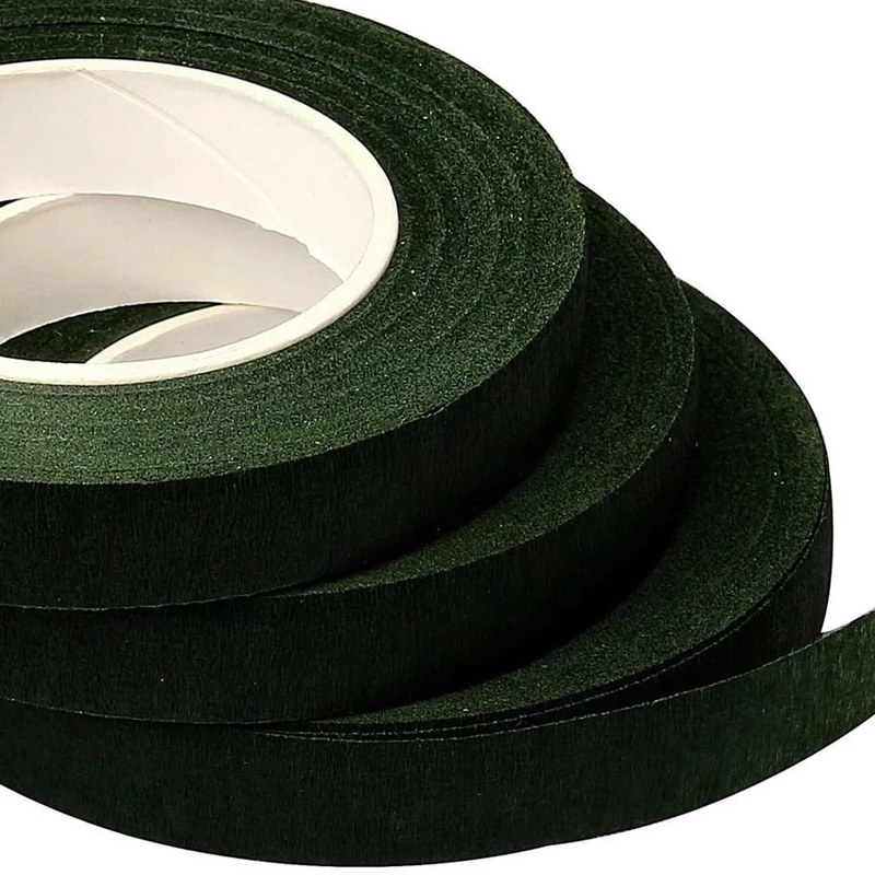 12 Pcs Floral Tape Florist Stem Wrap Green Tape For Bouquet Flowers And Crafts Making