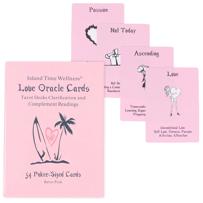 54Pcs Pink Wellness Love Oracle Card Tarot Prophecy Divination Family Party Board Game