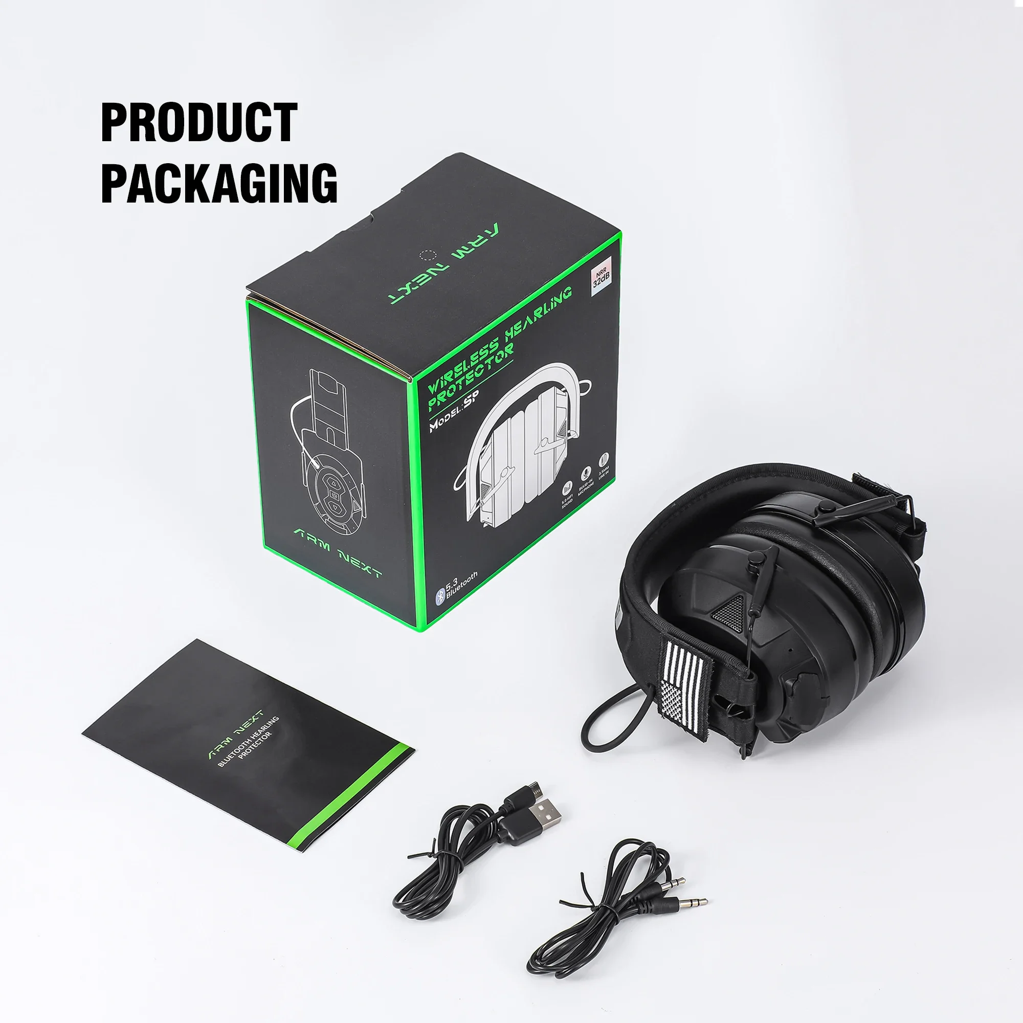 Tactical Electronic Shooting Earmuffs Bluetooth 5.3 Noise Canceling Headphones For Hunting Woodworking Hearing Protection