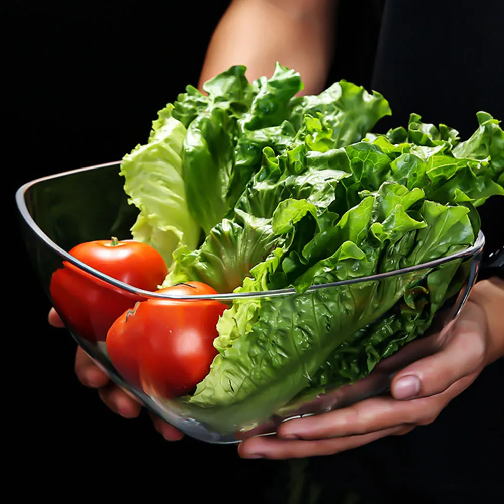 

8 Inch Acrylic Salad Clear Dessert Serving Bowl For Fruit Yogurt Ice Cream Kitchen Home Decorative Bowl Multi-Use Serving