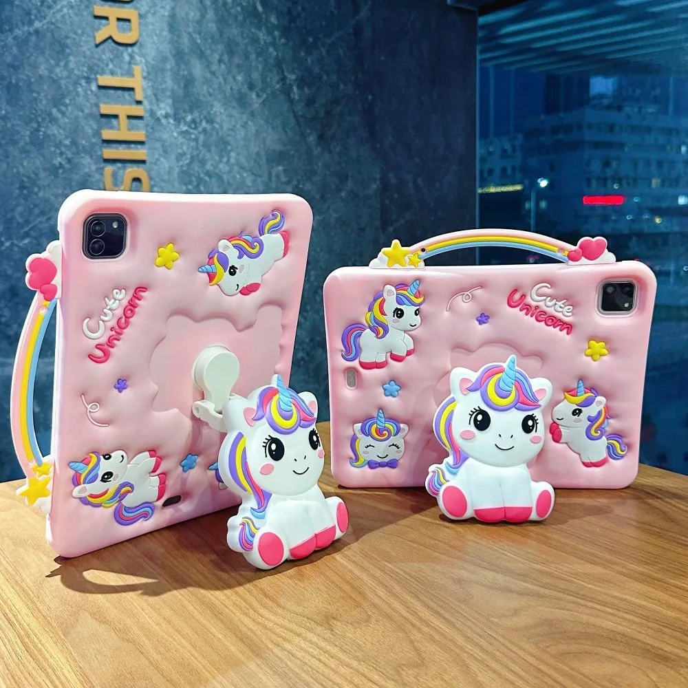 Handle Unicorn Case For iPad Pro 11 2018-2024 Kids Cover iPad 10.2 9.7 Air 2 3 4 5 6 7th/8th/9/10th 11th A16 11/10.9 Stand Funda
