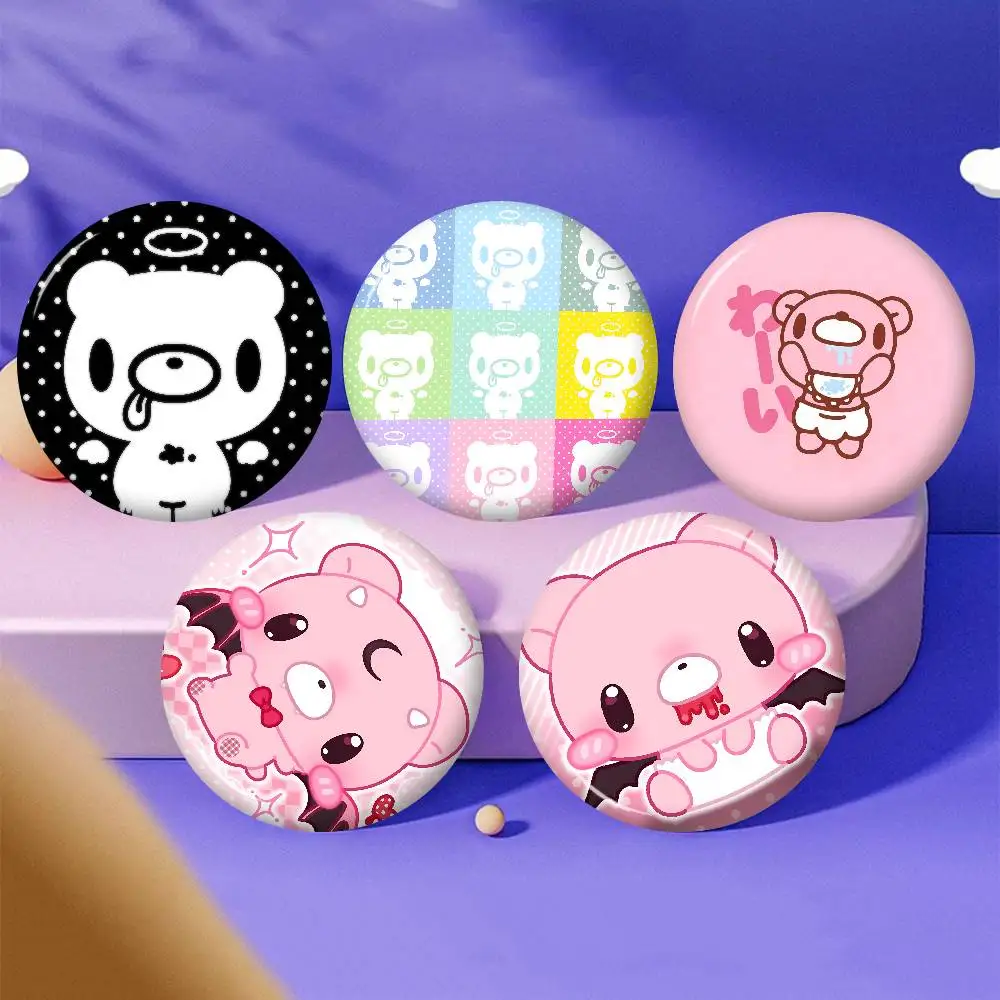 Cartoon G-gloomy Bear Tinplate Pin Button Custom Anime Role Old-school Brooch Cartoon Collar Badge Jewelry Gift Fans