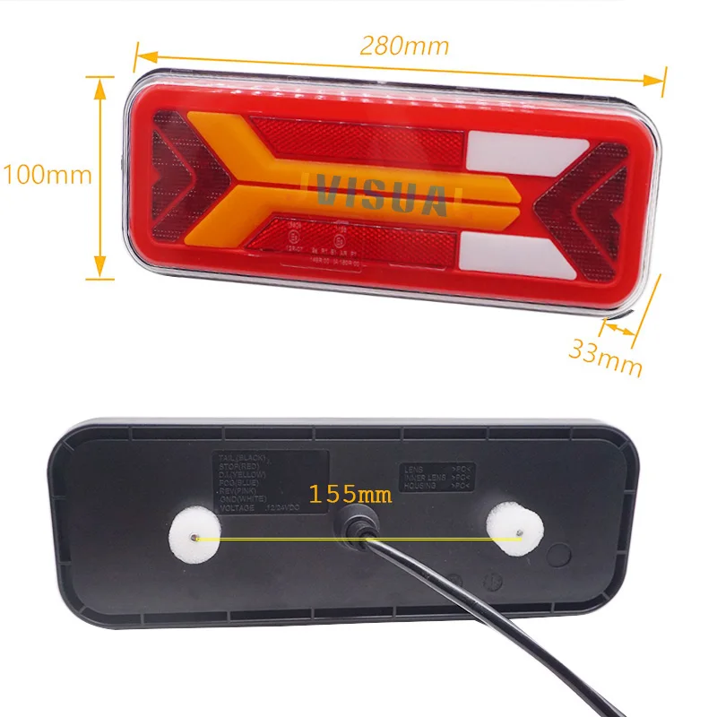 2PCS LED Tail Light Dynamic Brake Stop Turn Signal Rear Fog Lamp For Lorry Bus Trailer Truck Reflector Reverse light taillight