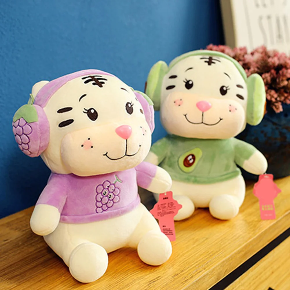 سماعة الرأس النمر القطيفة مع نسخة Q ألعاب حيوانات محبوبة لعبة وسادة النوم #5