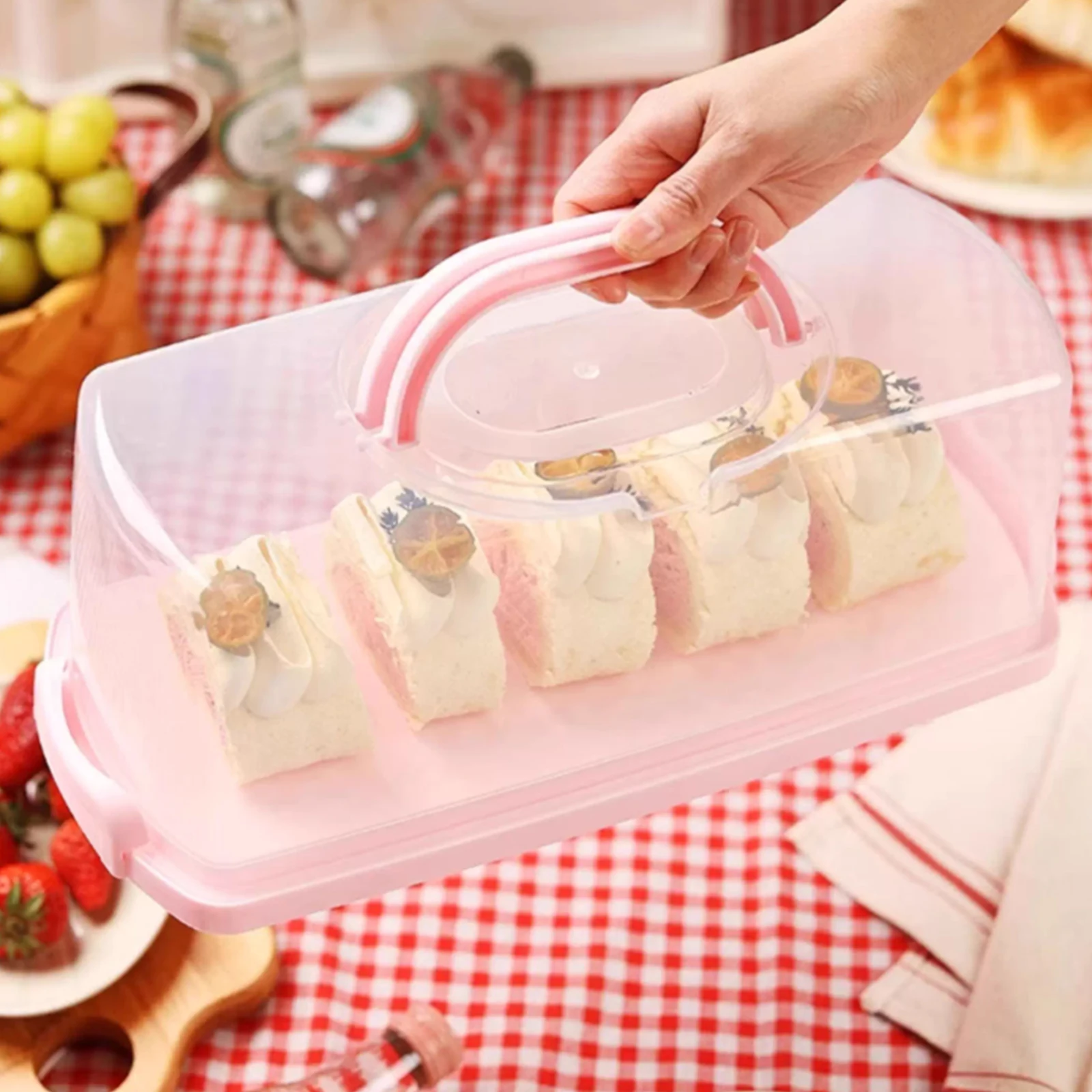Rectangular Bread Box Food Storing Multifunction with Transparent Lid with Handle Bread Keeper for Graduation DIY Baking