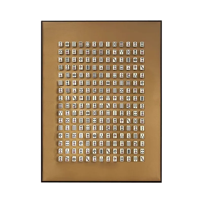 Mahjong hall decorative paintings, chess and card room layout, high-end indoor entertainment private room atmosphere,