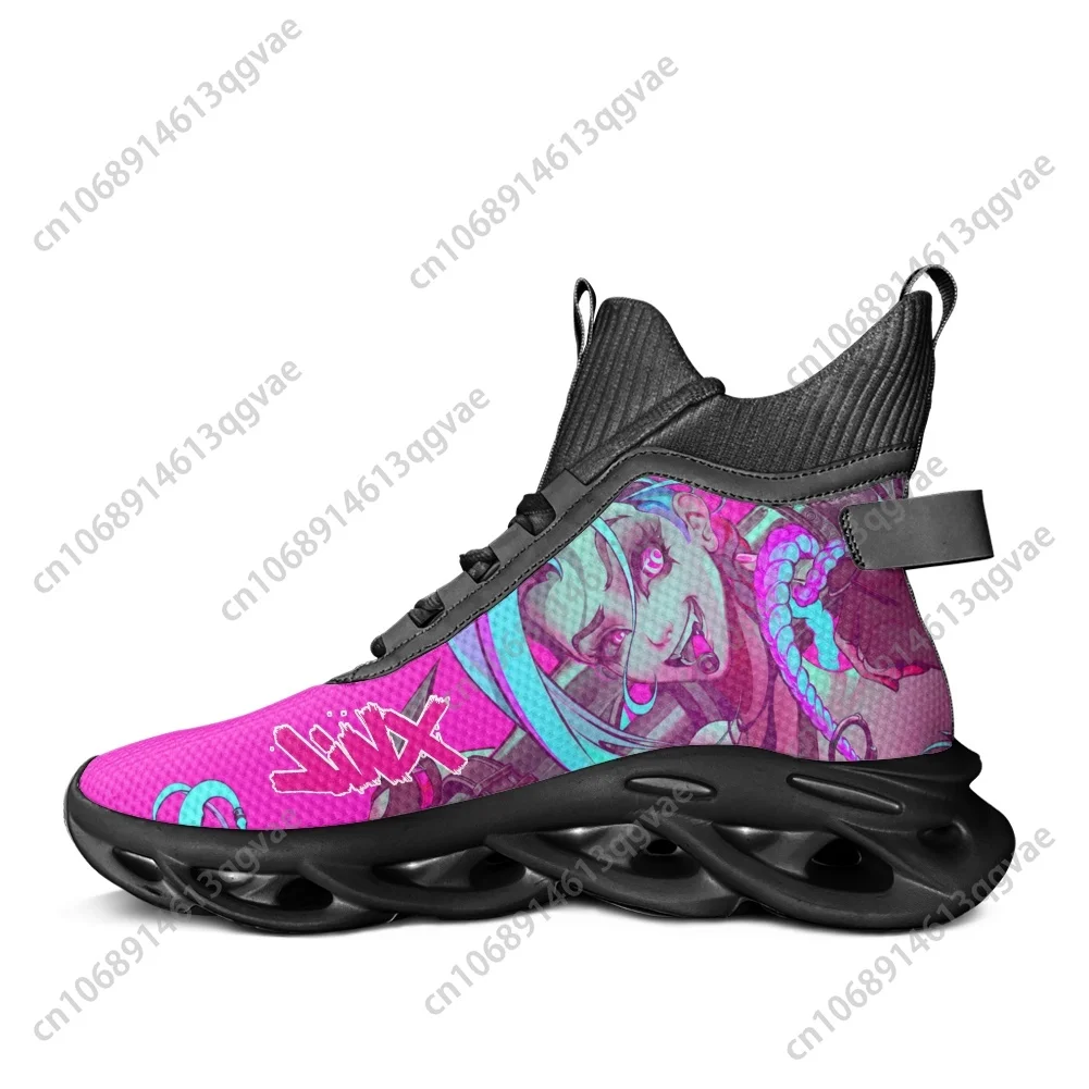 Anime Game Characters Arcane-Jinx High Top Flats Sneakers Mens Womens Sports Running Shoes Lace Up Mesh Footwear Custom Shoe