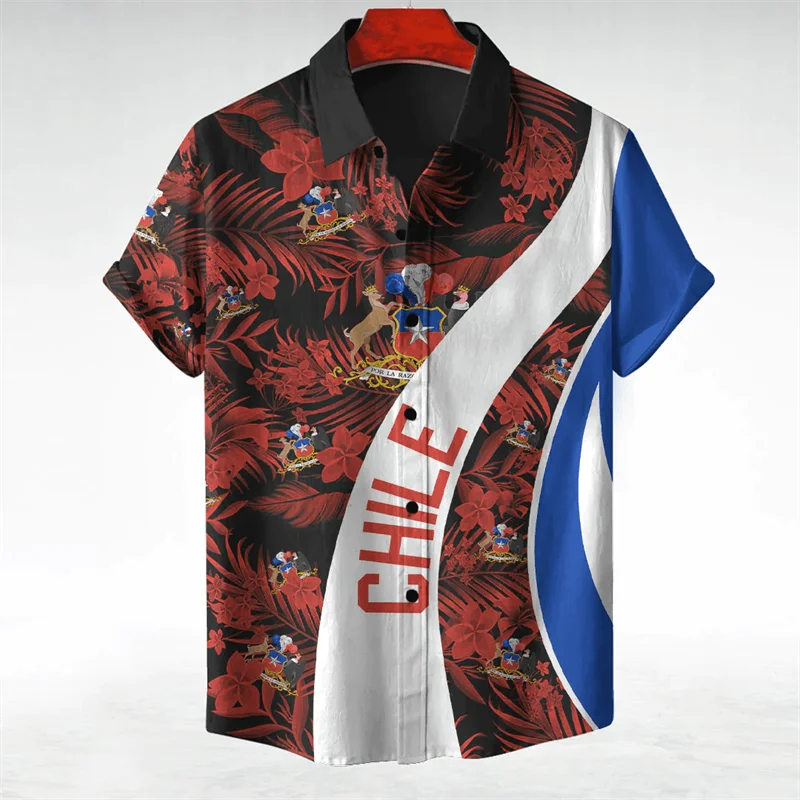 Chile Flag Map 3D Printed Short Sleeve Shirts For Men Clothes National Emblem Blouses Sport Jersey Casual Hawaiian Kids Tops