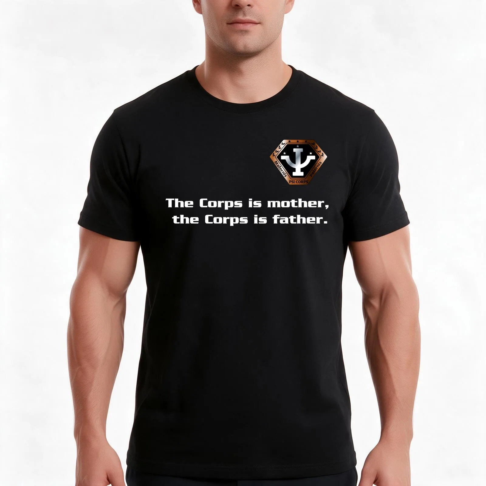 Psi Corps T-Shirt, Summer Casual Cotton Tee, Oversized Streetwear Tops, Vintage Graphic Print, Loose Fit Short Sleeve