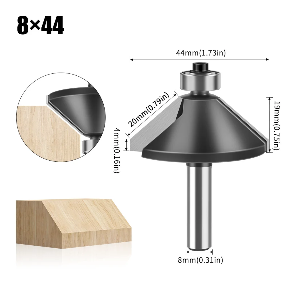 

8mm Handle Bevel Knife Trimming Tool Woodworking Milling Cutter Machine Engraving Knife Bearing Tungsten Steel Cutter Head