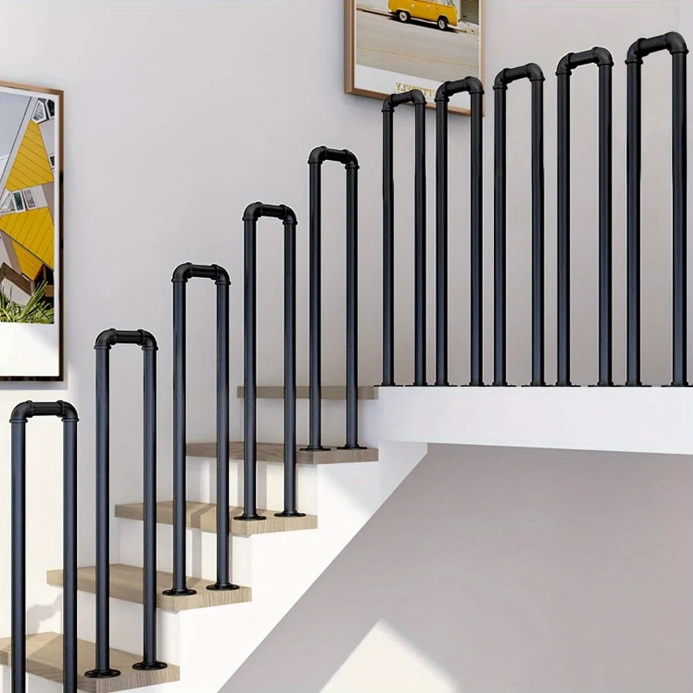 

Industrial-Grade U-Shaped Steel Handrail, 39.37" - Heavy Duty, Non-Slip Support for Stairs, Porch & Patio Steps - Easy Install
