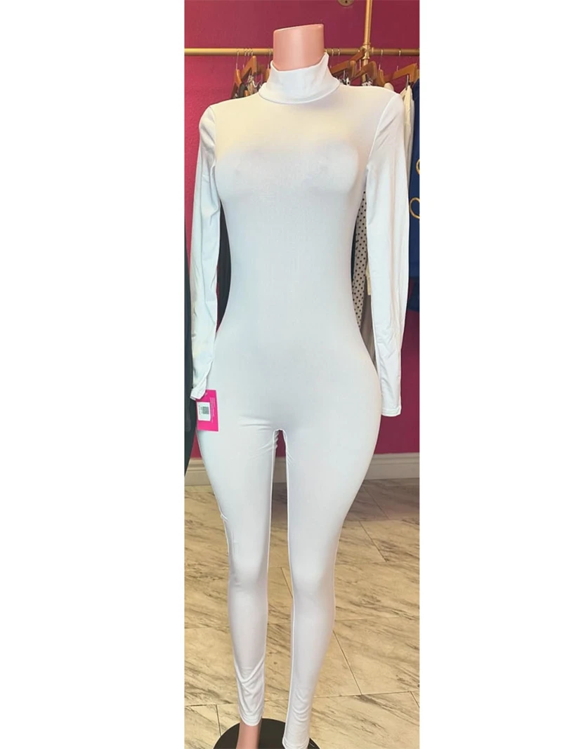 سيدة أنيقة حللا رياضية أنيقة 2025 الخريف المرأة طويلة الأكمام الياقة المدورة Bodycon عالية المرونة الصلبة قطعة واحدة وزرة #5