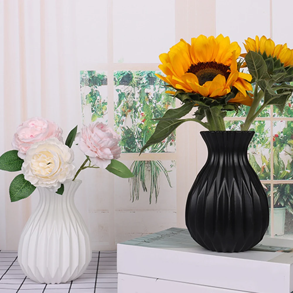 DIY Flower Arrangement Vase Modern Simple Plastic Flowerpot Plastic Decoration Vase Fashion Embossing Dry Flower Bottle