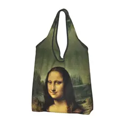 Custom Classic Mona Lisa By Leonardo Da Vinci Groceries Shopping Bags Shopper Shoulder Tote Bag Portable Painting Art Handbag