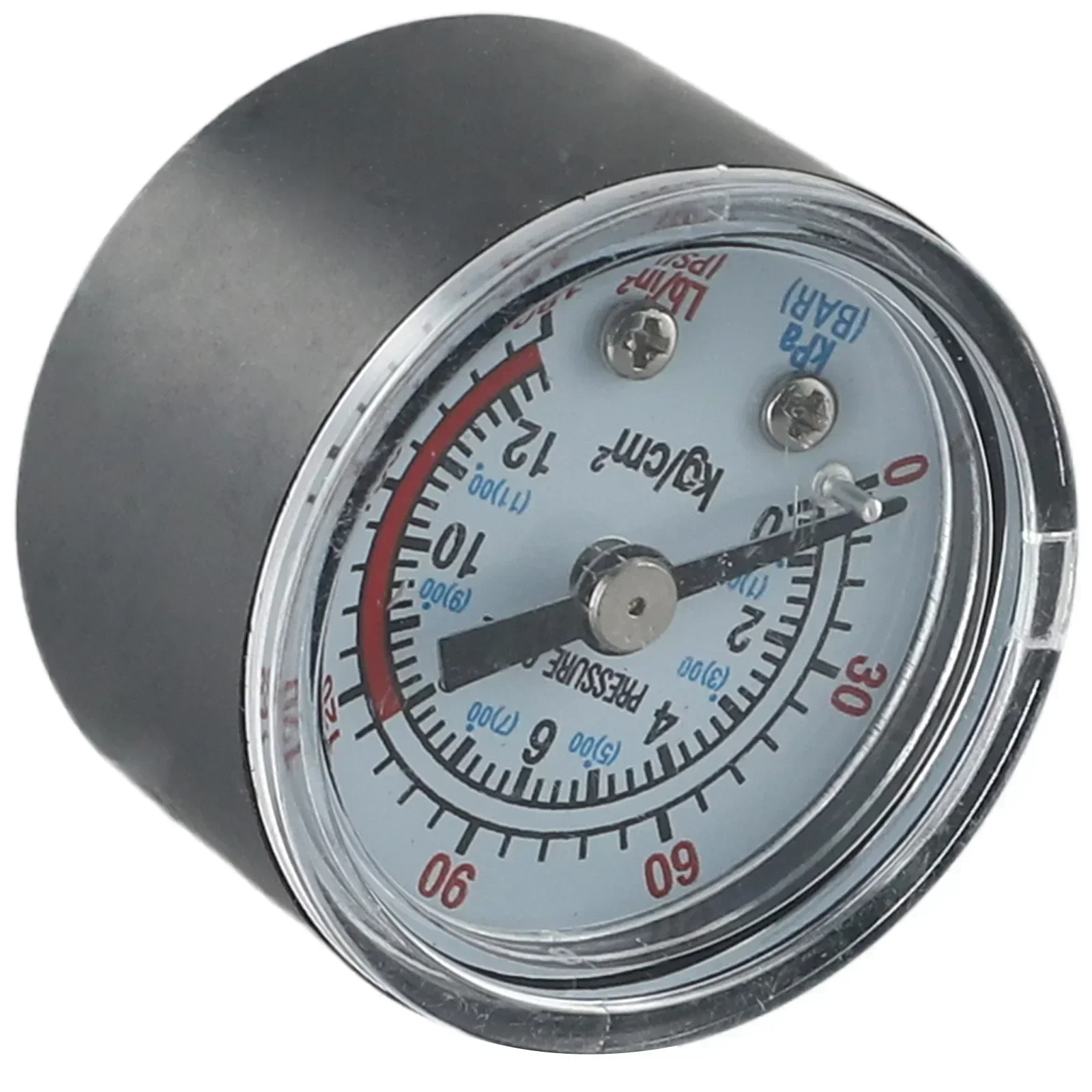 Pneumatic Hydraulic Pressure Gauge, 012Bar 0180PSI, Metal+Plastic Material, Large Dial for Easy Reading, 1/8 NPT Thread Diameter