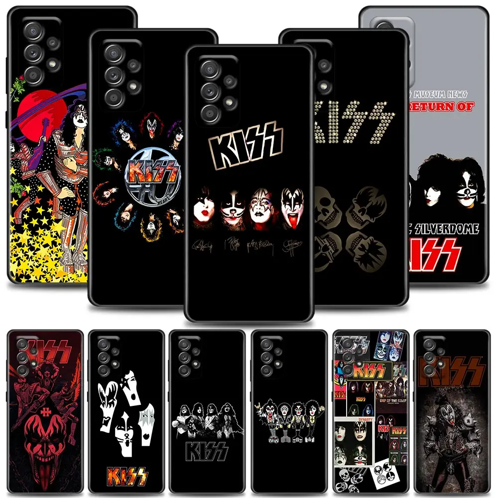 Classics Kiss Rock Band Cases For Samsung Galaxy A52 Funda Samsung A52s A54 A53 A72 A73 A33 A31 A32 A51 A71 A41 Soft Black Cover