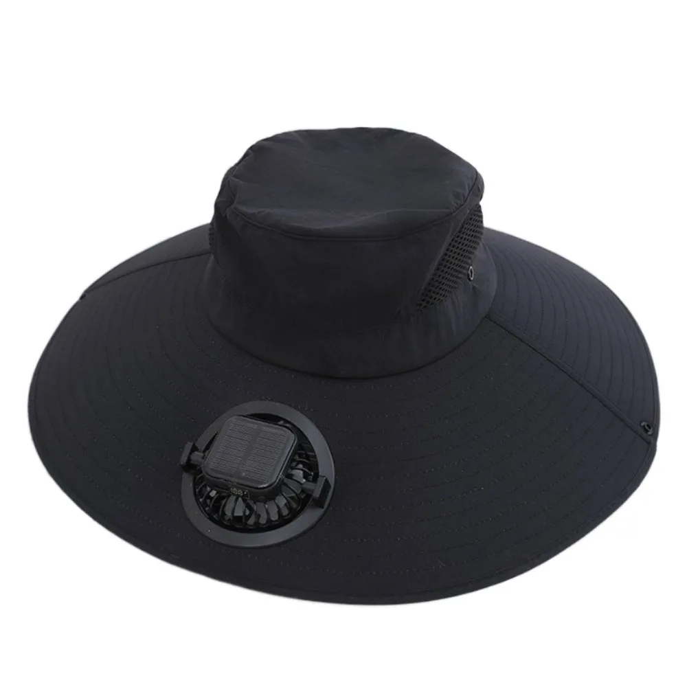 

Wide Brim Solar Fan Hat Solar Charging UV Resistant Rechargeable Sun Hat Large Eave Breathable Design Fisherman Hat Outdoor