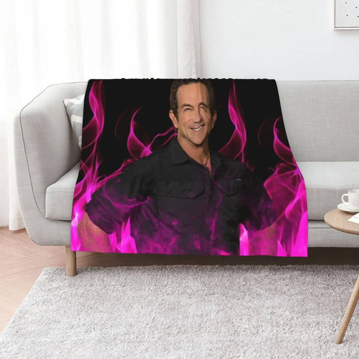 Jeff Probst Handsome Pink Glow Fire Blow Throw Blanket Blankets For Baby Hair Heavy Extra Large Throw Thermal Quilt Blankets
