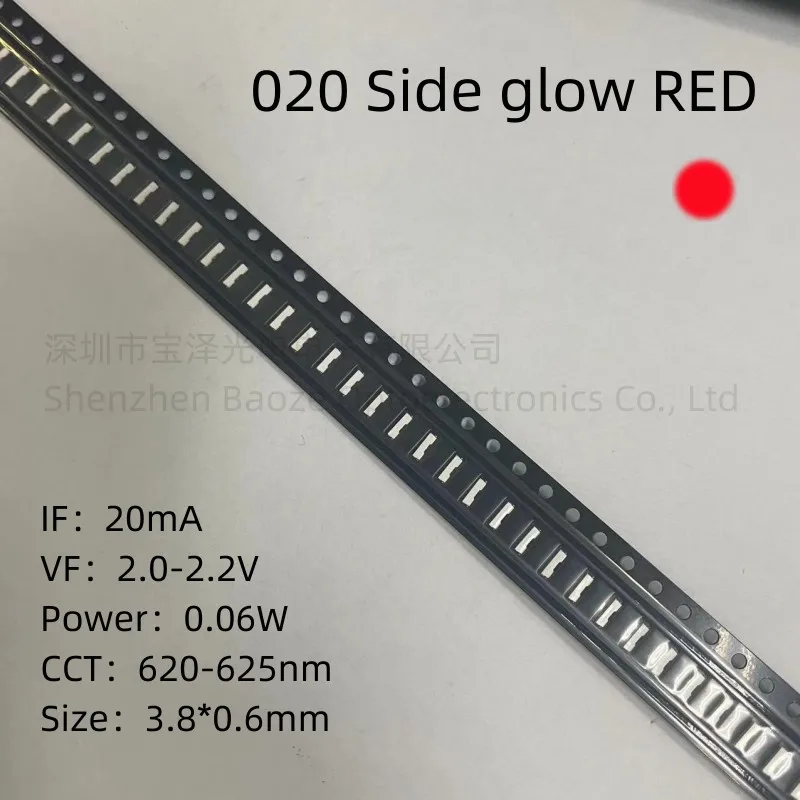 020 SMD LED Side-emitting Diode Red Blue Green Yellow White Orange Side Light Emitting 100pcs/lot 3806