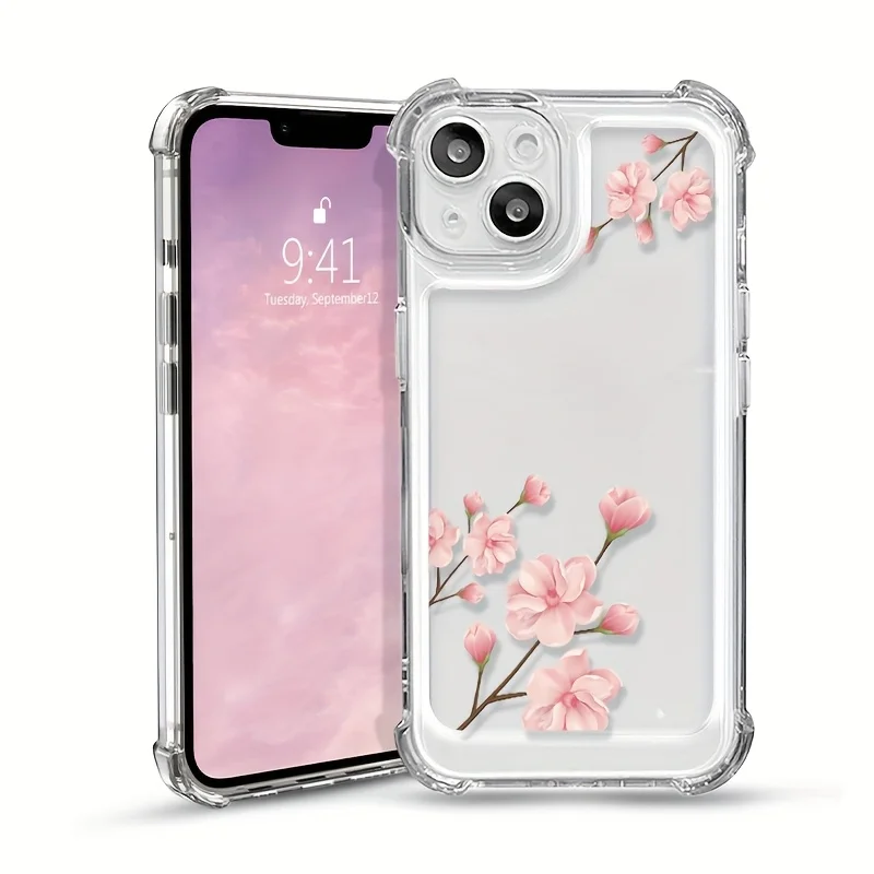 

Sakura print phone case suitable for iPhone 17 16 15 14 13 12 11 Pro/Max/Plus anti drop transparent soft case