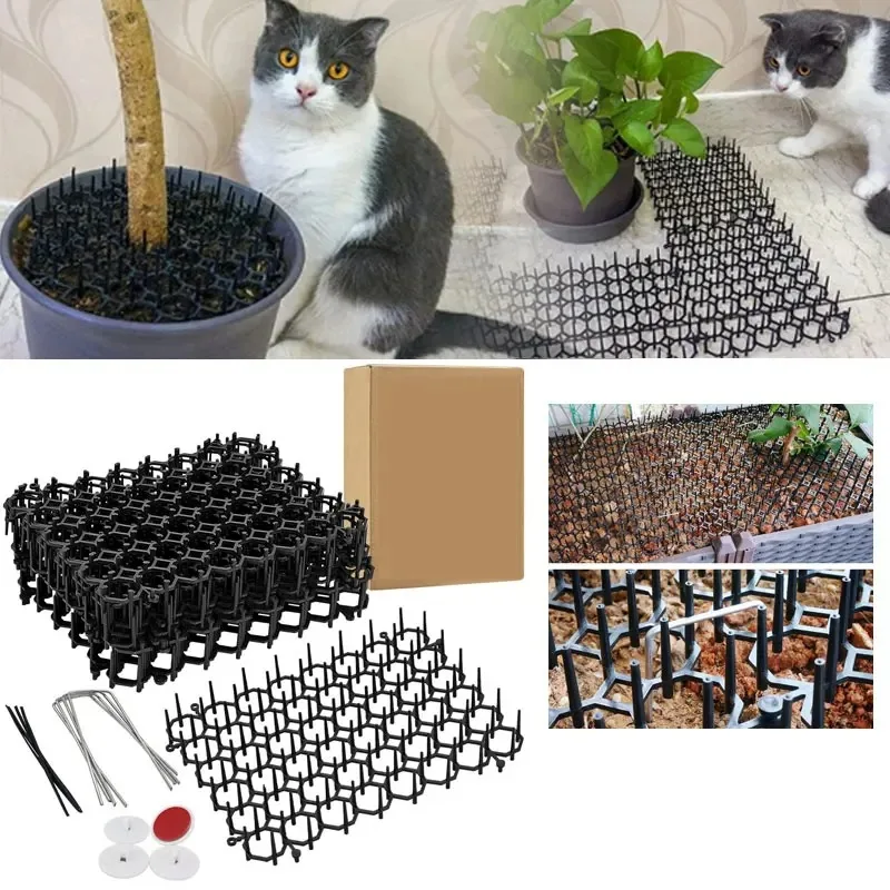 Animal Deterrent Repellent Plastic Scarer-Spike Tool 12PCS Dog Cat Scat Mat Polypropylene Anti Cat Mat Household Garden Tools