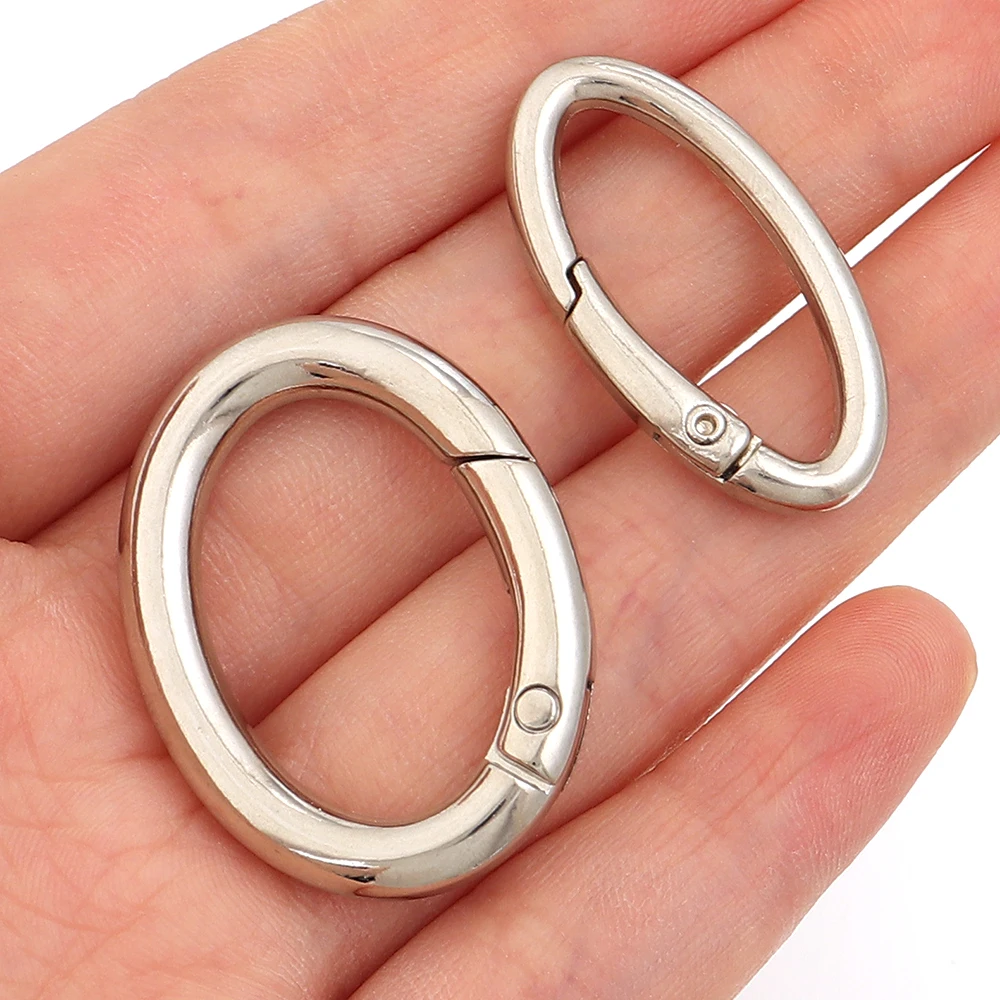 4-10pcs/lot Gold Color Zinc Alloy Heart Spring Clasps Oval Key Rings Bag Snap Hooks Key Chains Open Buckles DIY Jewelry Making view 3