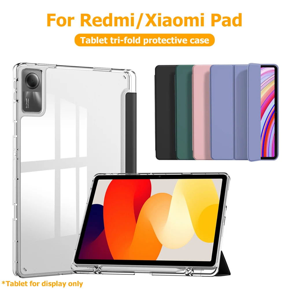 Tri-fold Tablet Case For Xiaomi Redmi Pad 2 SE 11 8.7 PocoPad 12.1  Pad 5 5 Pro 6 6 Pro 7 7 Pro Folding Stand Protector Cover