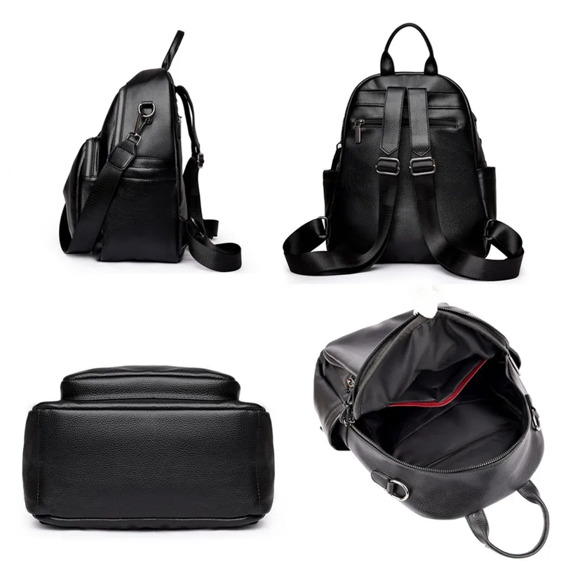 حقيبة ظهر كلاسيكية للسفر من الجلد الصناعي للنساء ، حقيبة تسوق ، لون سادة ، حقائب مدرسية ذات سعة كبيرة ، وقت ترفيه ، طالب ، نمط جديد