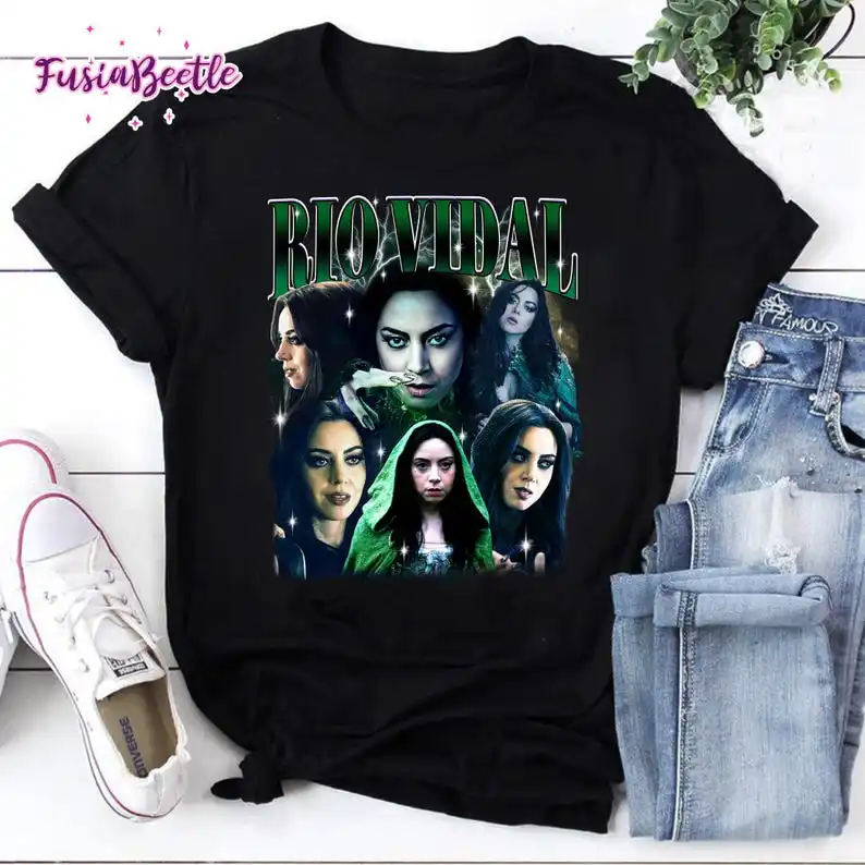 Рубашка Rio Vidal Bootleg, рубашка Aubrey Plaza, футболка Green Witch, рубашка Ri Vidal Bootleg, винтажная футболка с ретро-графикой Aubrey Plaza