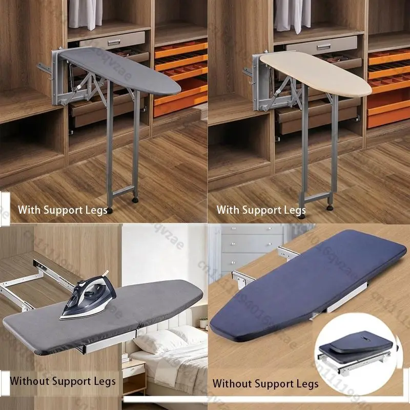 Folding Pull-out Ironing Board Cabinet Built-in Wardrobe Sliding Wall Hanging Light Storage Accessories