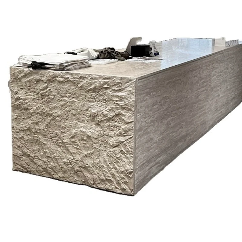 Medieval marble dining table island table square dining table natural arc travertine small apartment household living room
