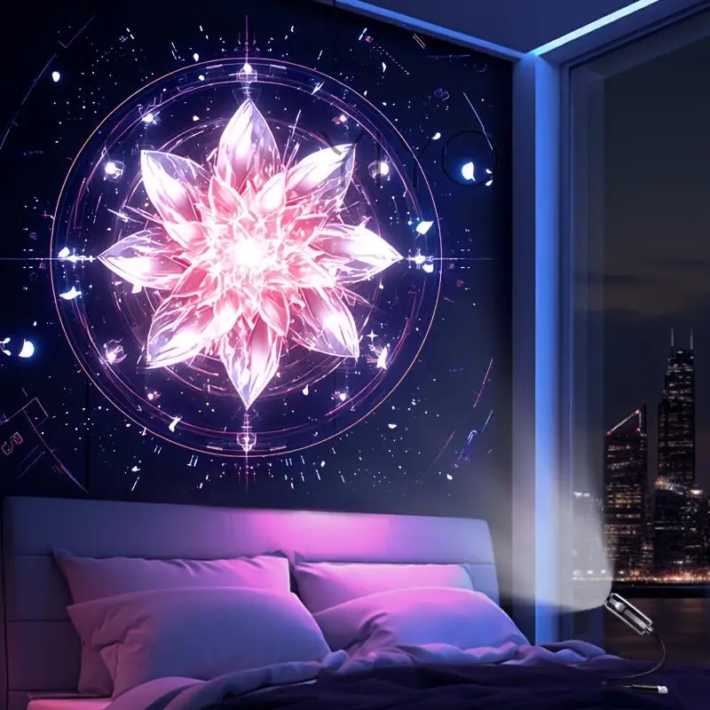 3 6 Patterns Dreamy Starry Sky Mandala LED Projection Lamp For Ceiling Decoration Decorative Night Light Home Atmosphere Supply