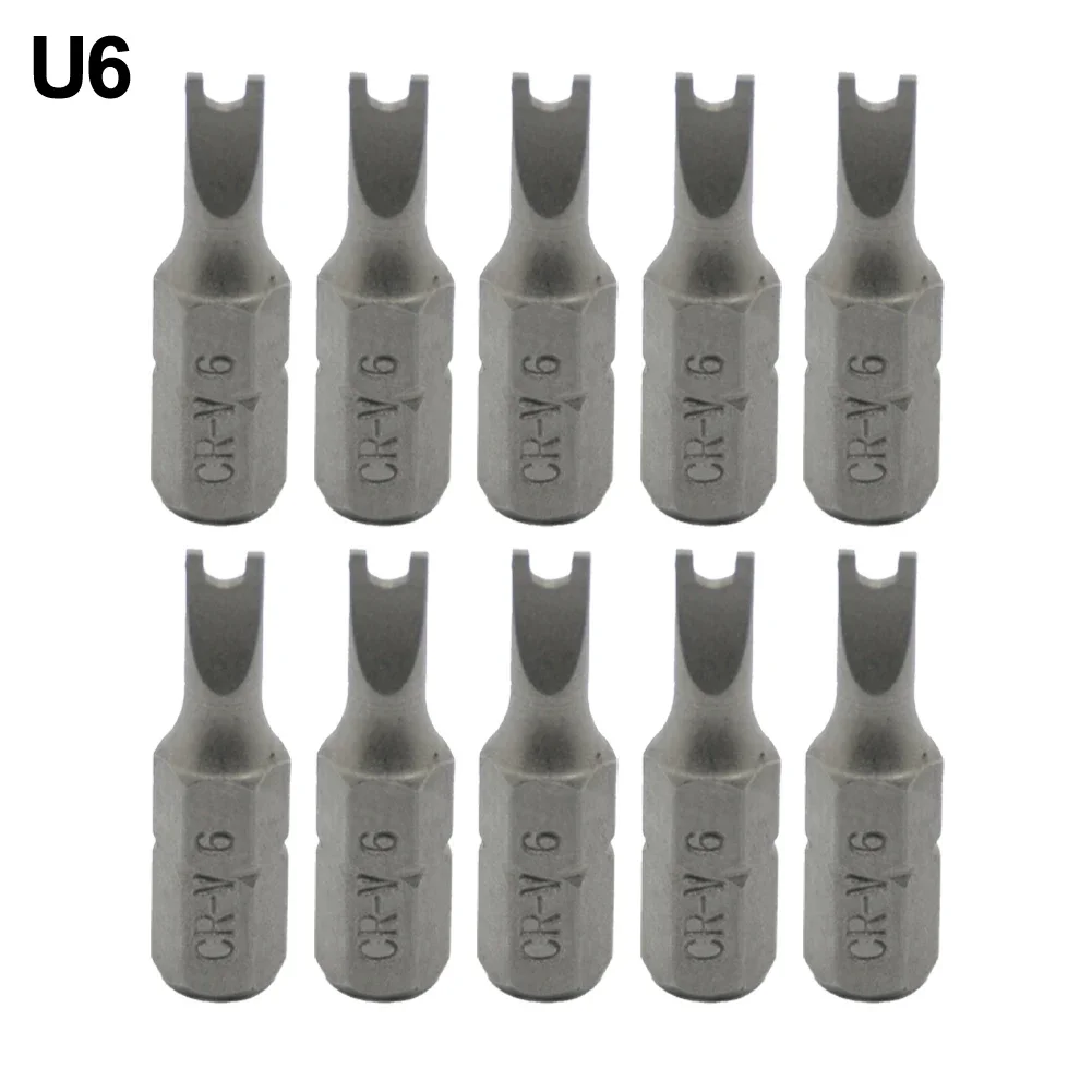 10pcs U-Shaped Batch Head Magnetic Screwdriver Bit Set 1/4In Hex Shank 25mm Screw Driver Bits Special-shaped Screwdriver ﻿