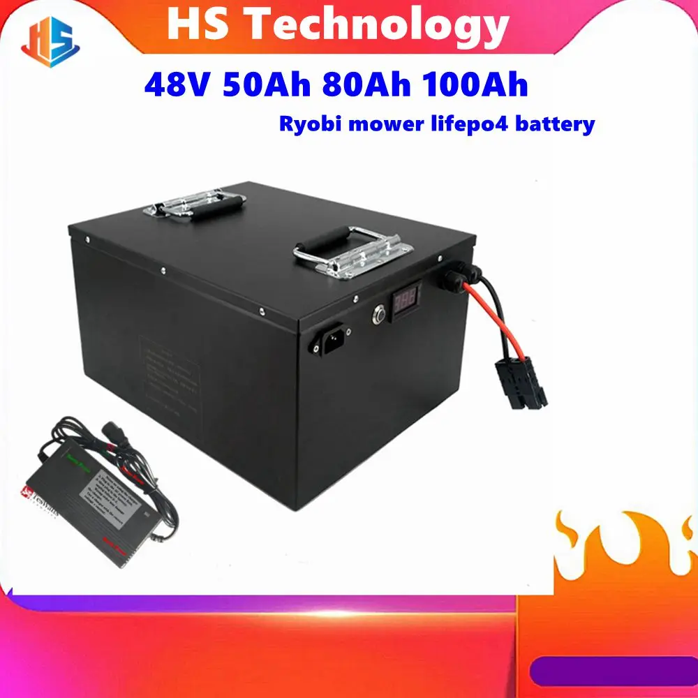 HS 48V 50AH 80Ah 100Ah Lifepo4 lithium battery pack for Ryobi RM480e RM300e ZT480ex 300MV Zero Turn riding mower